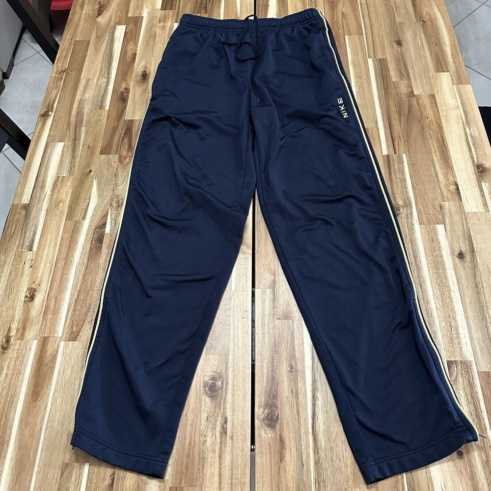 90s Vintage Nike Track Pants Mens Large Blue Zipper Pockets Drawstring